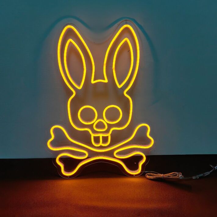 'The skeleton of the rabbit' neon sign