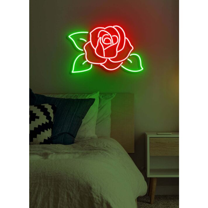 Rose Neon Romantic Bloom in Lustrous Light