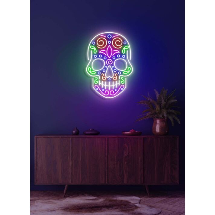 Skull Neon Reminder of Life's Edge and Vibrancy