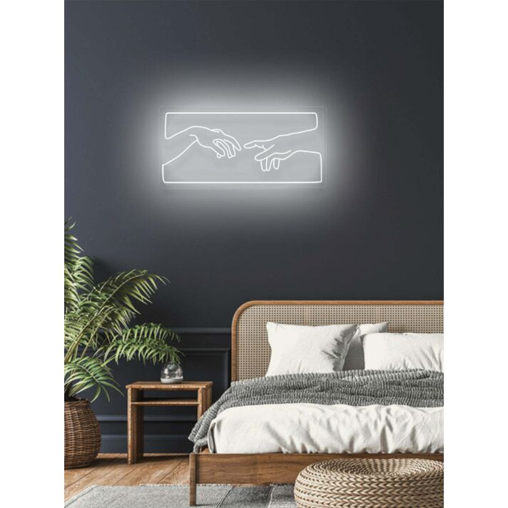 The creation of Adam Iconic Neon Artistic Expression