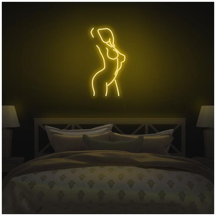 Female Figure Celebrate Beauty with Elegant Neon