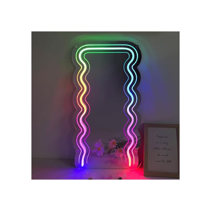 Vibrant Rectangle Colorful LED Neon Mirror