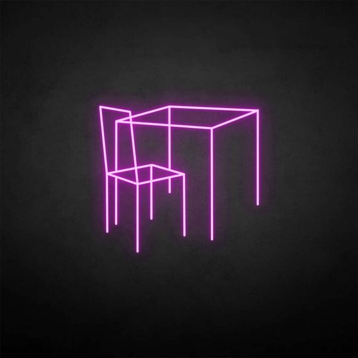Table and chairs' neon sign
