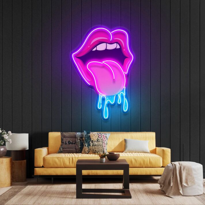 Lips Dripping Led Neon Acrylic Artwork