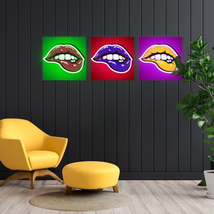 Pop Art Lips Neon x Acrylic Artwork