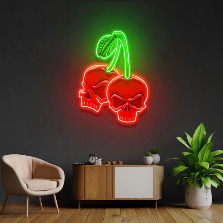 Skull Cherry Led Neon Acrylic Artwork
