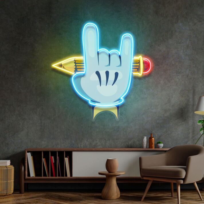 Rock Hand Led Neon Sign Light Pop Art