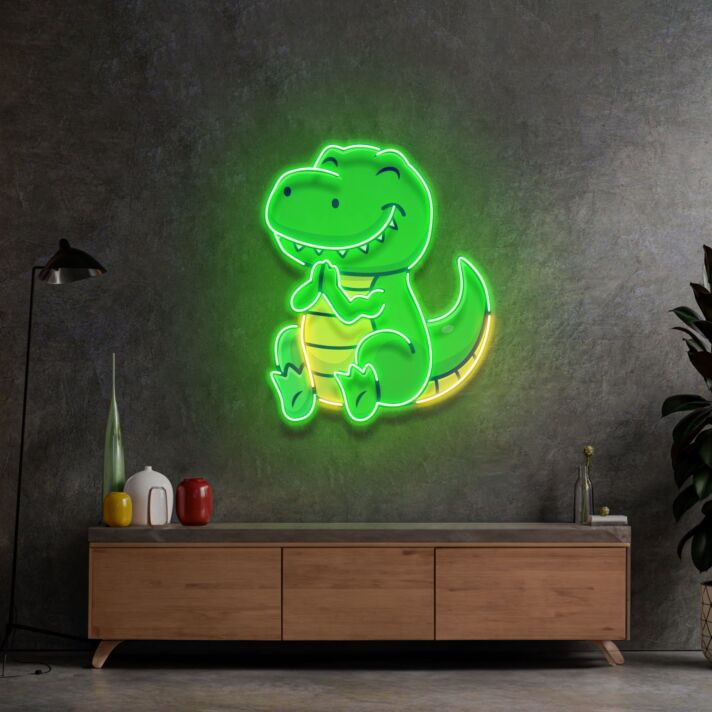 Dinosaur Clapping Led Neon Sign Light Pop Art