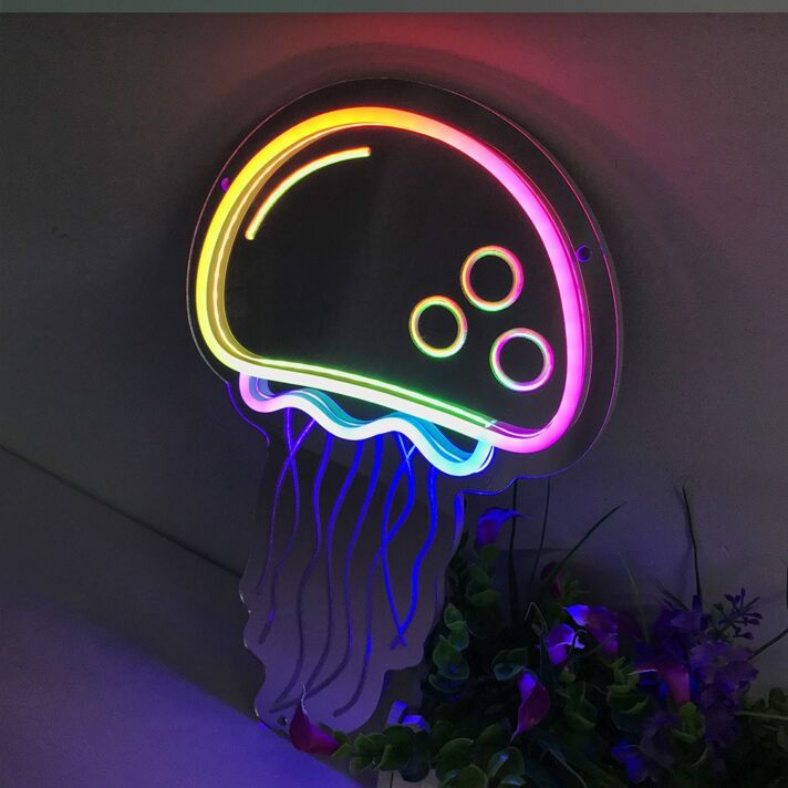 Jellyfish Radiance Colorful Mirror Neon Signs