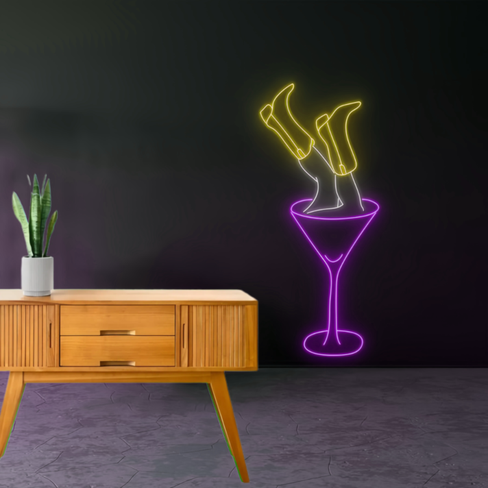 Tipsy in Wine Glass Neon Sign