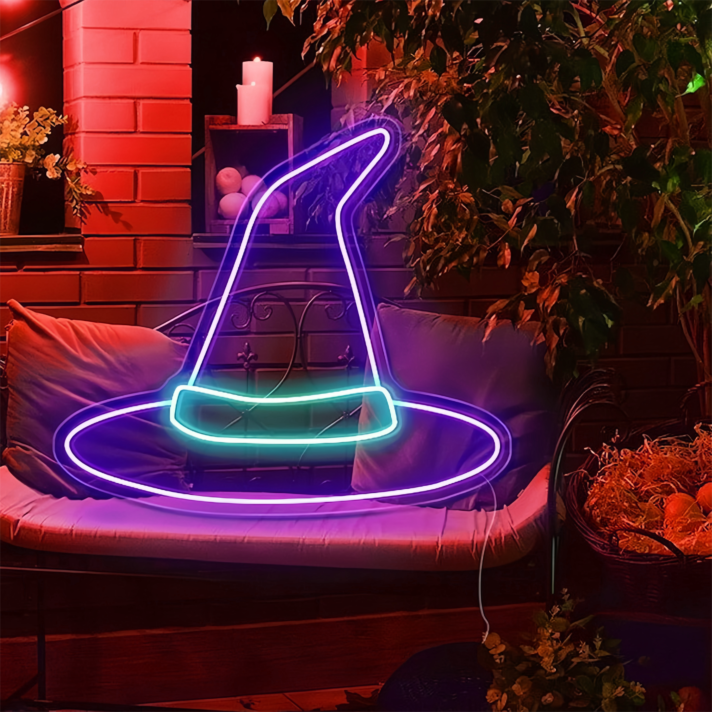 Halloween Decor Hat Neon Sign