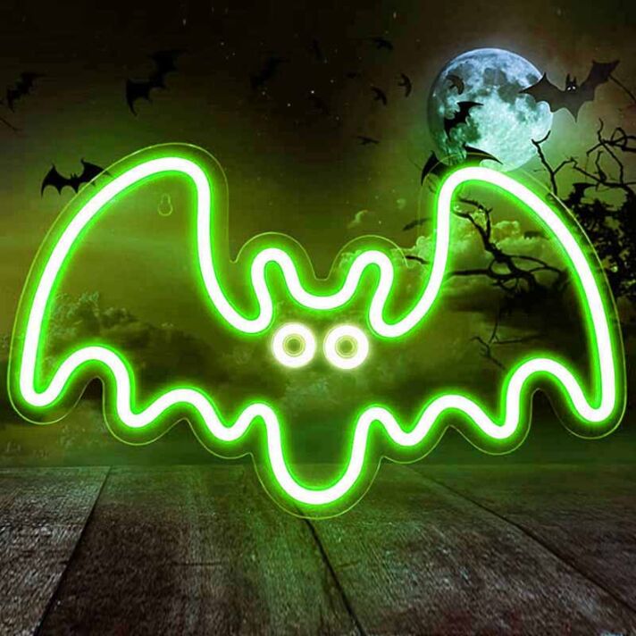 Playful Halloween Bat Neon Sign