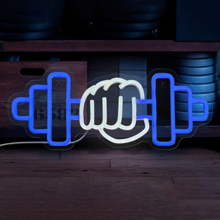 Gym Hand Holding Dumbbell Style 3 Neon Sign