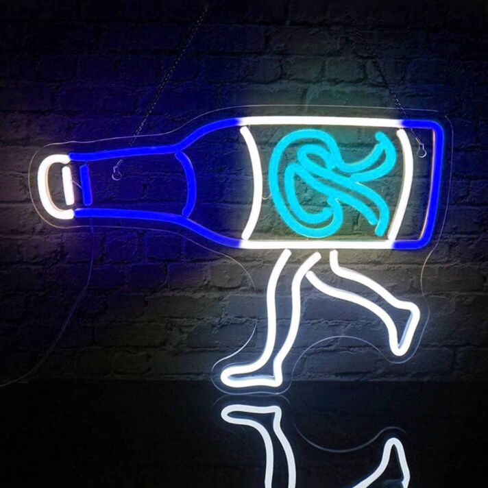 Running Beer Bottle Neon Sign