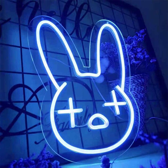Confused Bunny Animal Neon Sign