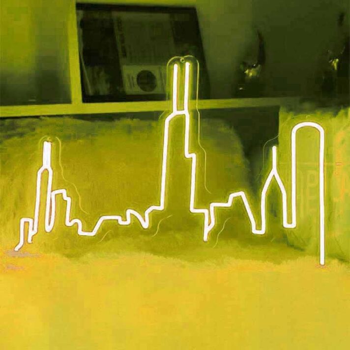 City Skyline Abstract Lines Artistic Neon Sign