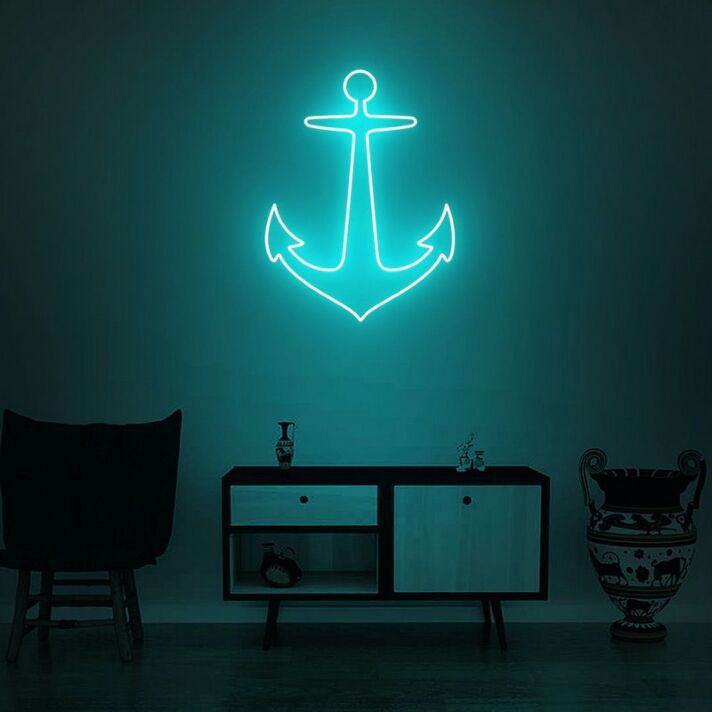 Nautical Anchor Neon Sign for Maritime Themed Stores and Homes