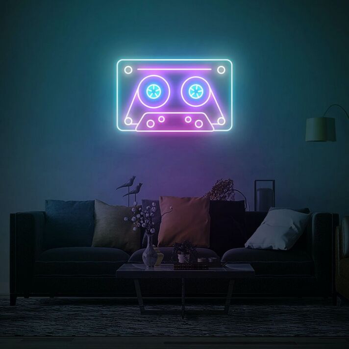 Retro Recorder Tape Neon Sign for Music Lovers and Studios