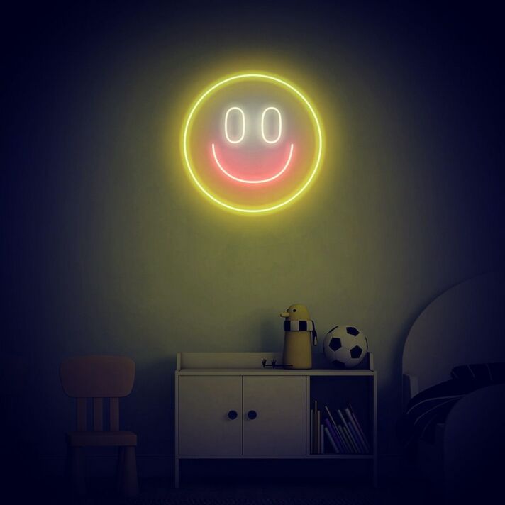 Smiling Face Neon Sign for Happy and Positive Spaces