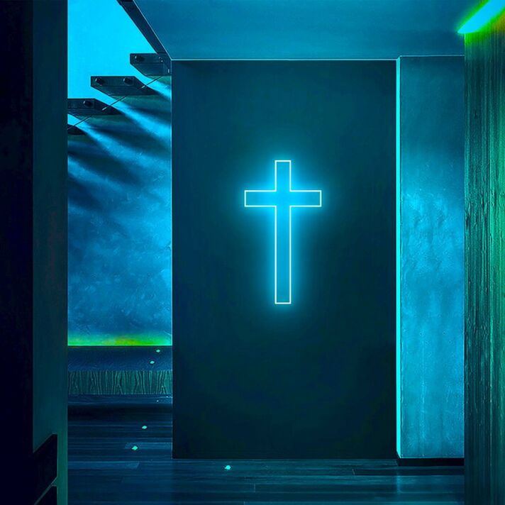 Church Christian Catholic Cross Neon Sign for Religious Decor
