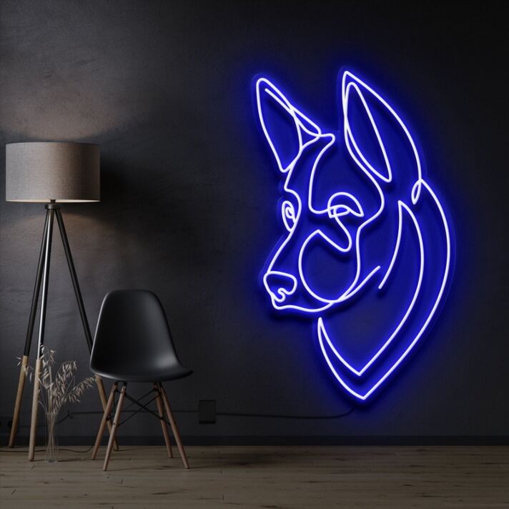 German Shepherd Neon Sign for Dog Lovers and Pet Spaces