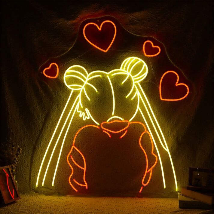 Sailor Moon Hearts Neon Sign for Anime Fans