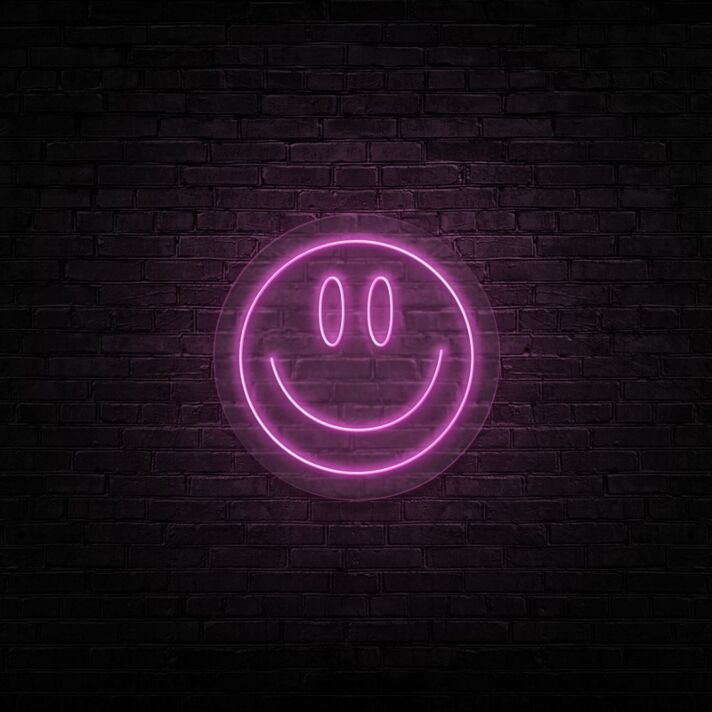 Smiley Neon Sign for Happy and Positive Spaces