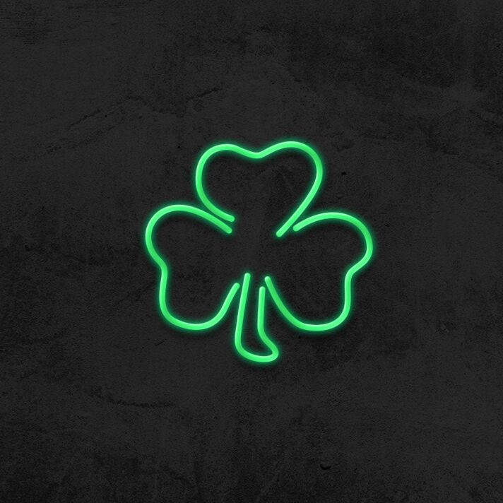 Clover Neon Sign for Luck and Positive Decor