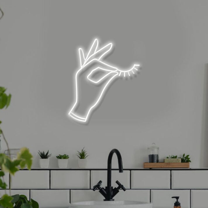 Hand With Lashes Neon Sign for Beauty Salons and Personal Care Spaces