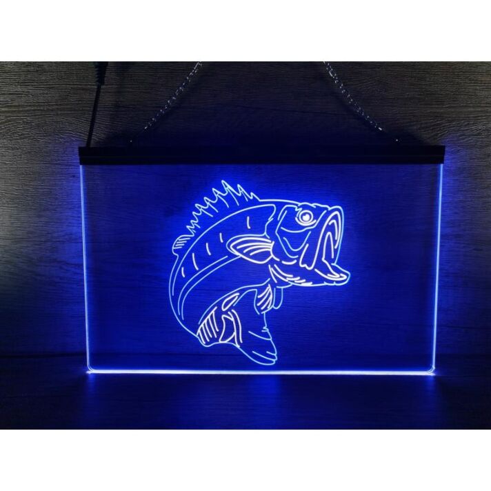 Bass Fish Cabin Dual LED Neon Sign for Rustic and Nature-Inspired Spaces