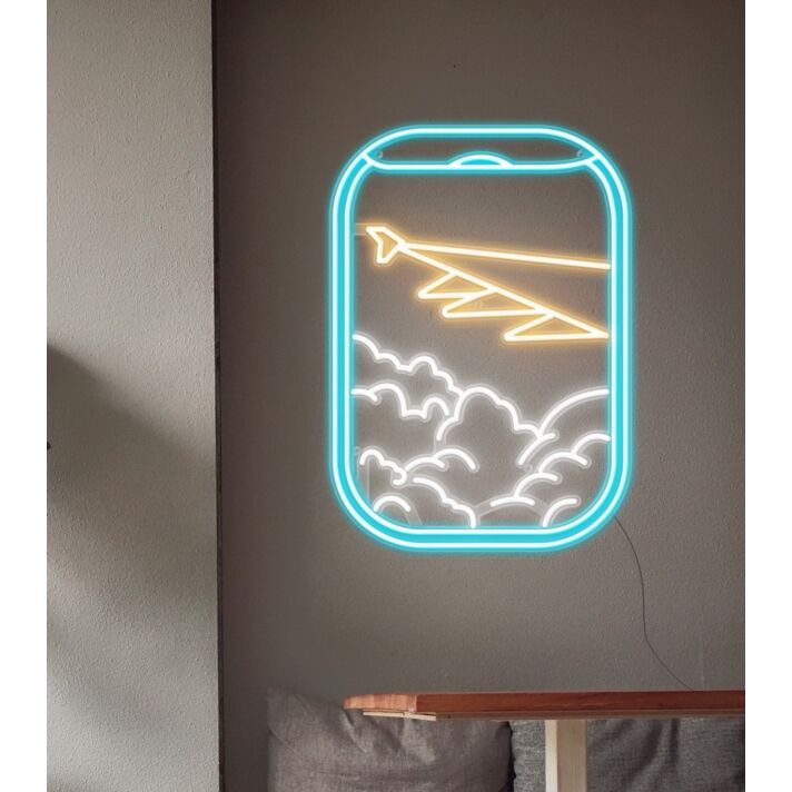 Plane Window View Neon Sign for Travel and Adventure Themes