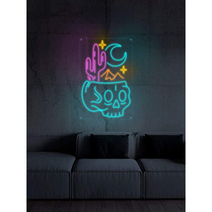 Desert Skull Head Neon Sign for Edgy and Artistic Spaces