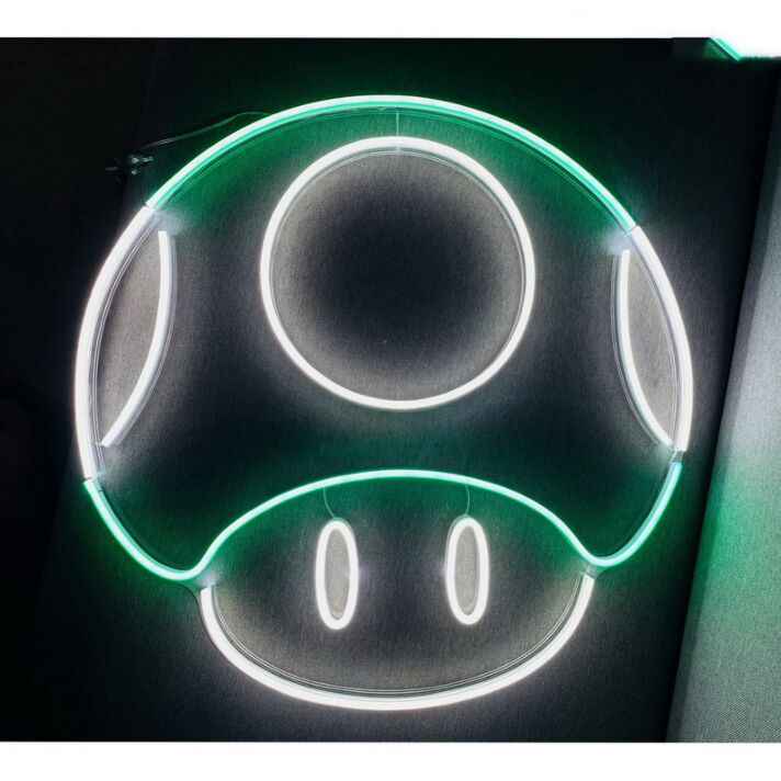 Mario Mushroom Game Neon Sign for Video Game Fans