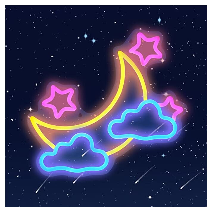 Moon Cloud Stars Neon Sign for Bedroom and Kids Room Decor