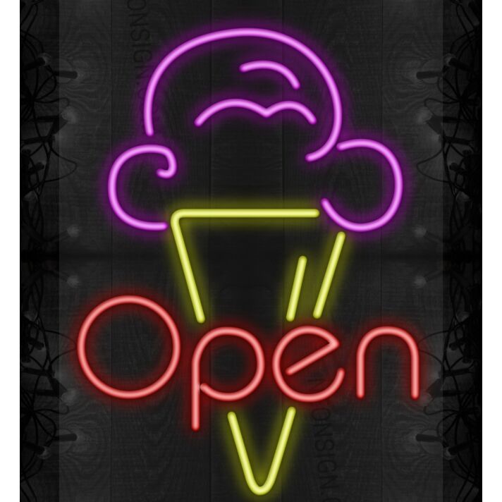 Ice Cream Open Neon Sign LED Neon Sign for Sweet and Fun Spaces