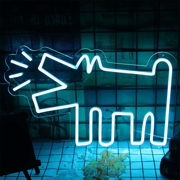 Keith Haring's Barking Dog Neon Sign for Artistic and Whimsical Spaces