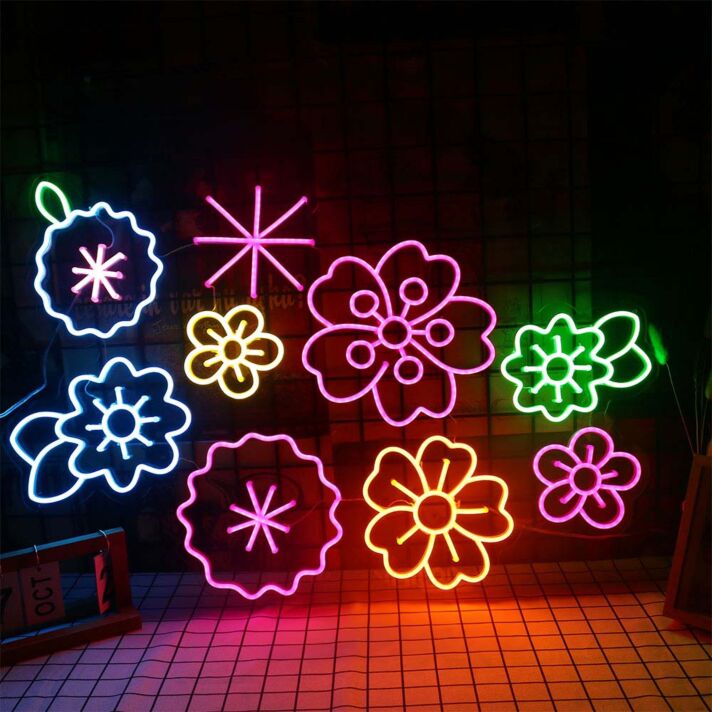 Colorful Flowers Neon Sign for Floral and Elegant Decor