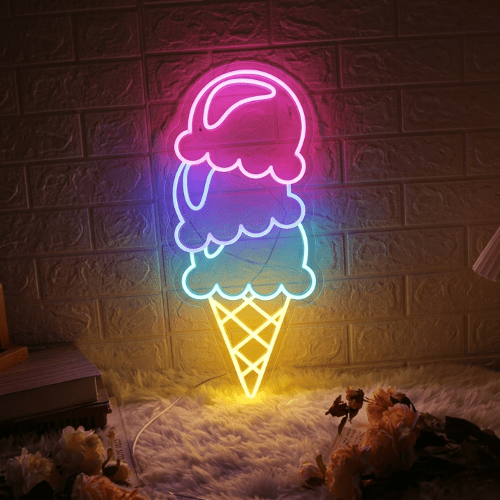 Ice Cream Pink LED Neon Sign Ice Cream Party Wall Decor for Sweet and Fun Spaces