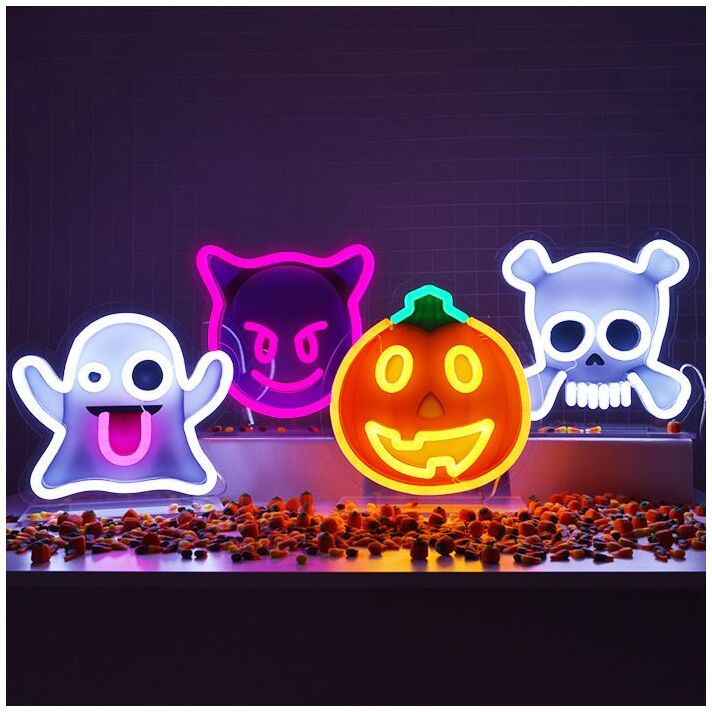 Halloween Emojis Neon Sign perfect for festive Halloween celebrations