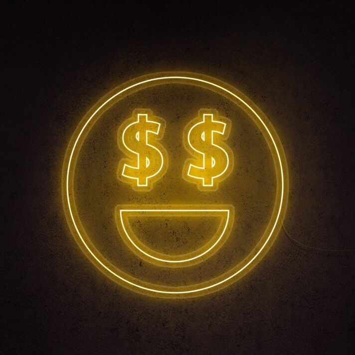 Money Eyes Neon Sign for financial-themed decor