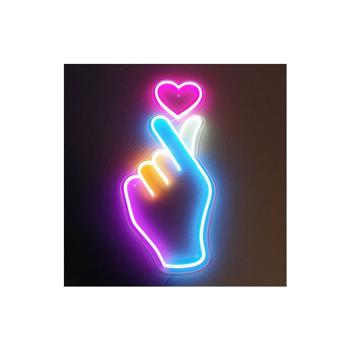 Finger Heart Neon Sign for cute and loving spaces