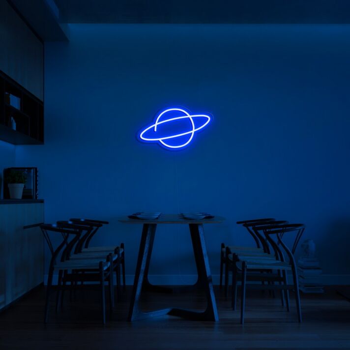 Planet Neon Sign for Cosmic Decor