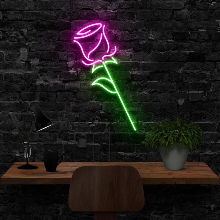 Rose Neon Sign for Romantic Decor