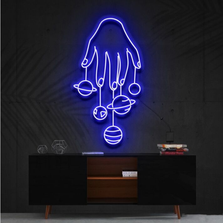 Cosmic Hand Neon Sign for Cosmic Themed Decor