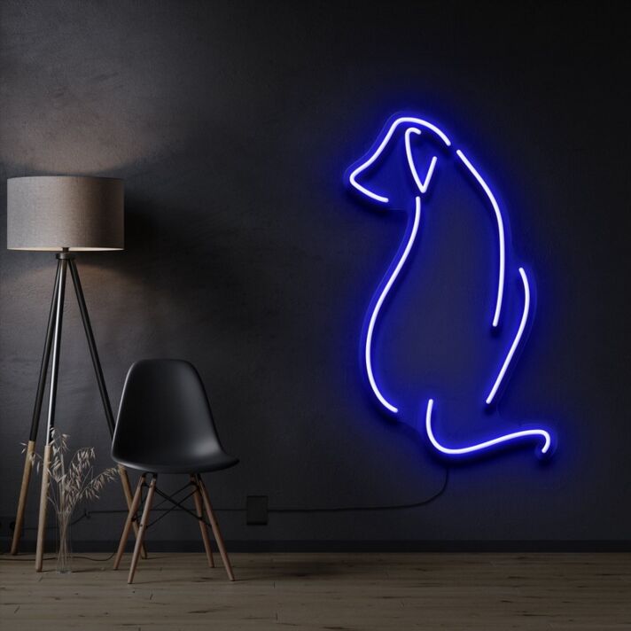 Dog Facing Away Neon Sign for Pet Lovers and Cozy Spaces