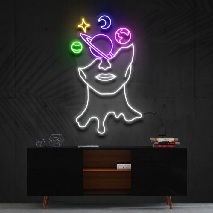 Galaxy Brain Multicolour Neon Sign for Cosmic Themed Spaces