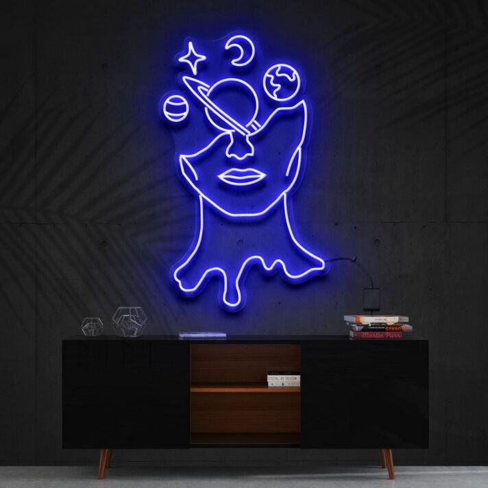 Galaxy Brain Neon Sign for Cosmic Themed Decor
