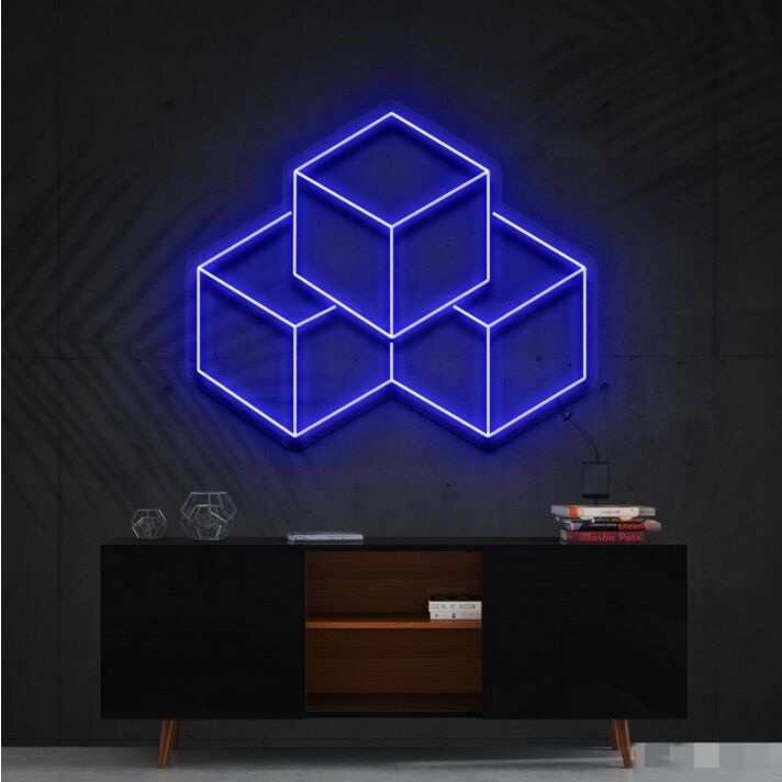 3D Cubes Neon Sign for Geometric Art Lovers