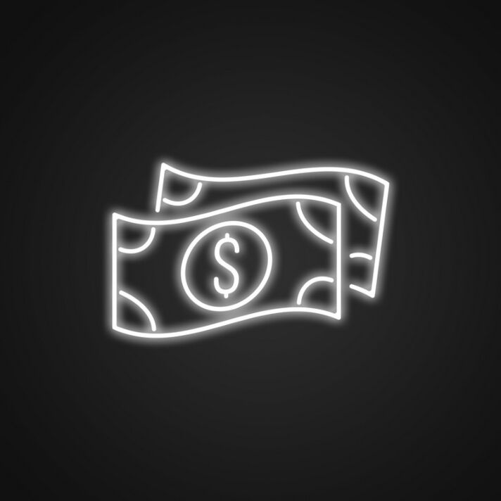 Cash Neon Sign for Wealth Themed Decor