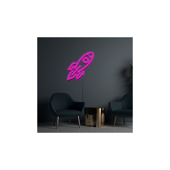 Rocket Ship Neon Sign Ideal for space-themed rooms and kids' spaces
